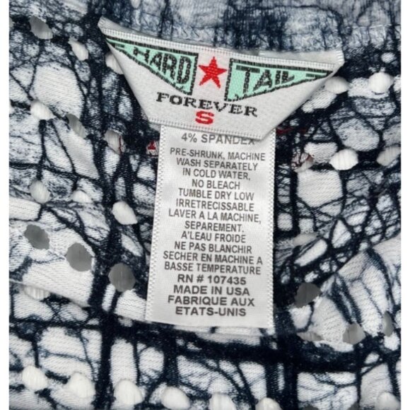 Hard Tail Forever Women's Size Small Black & White Tie-Dye Mesh Top Pullover - Picture 3 of 4